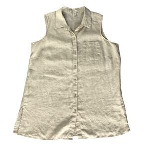 Coldwater Creek Women’s Size 1X Beige 100% Linen Sleeveless Tunic Blouse